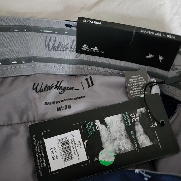 NWT Walter Hagen Perfect 11 Golf Shorts Palm Trees Golf Clubs Navy Mens Size 36 - Picture 3 of 3